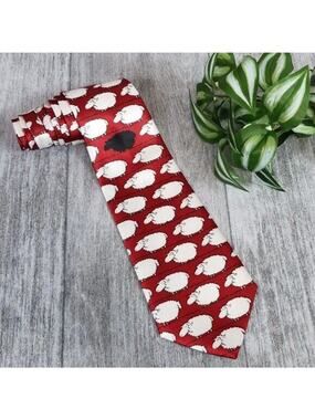 Designs by A. Rogers Black Sheep Red White Black Men’s Necktie